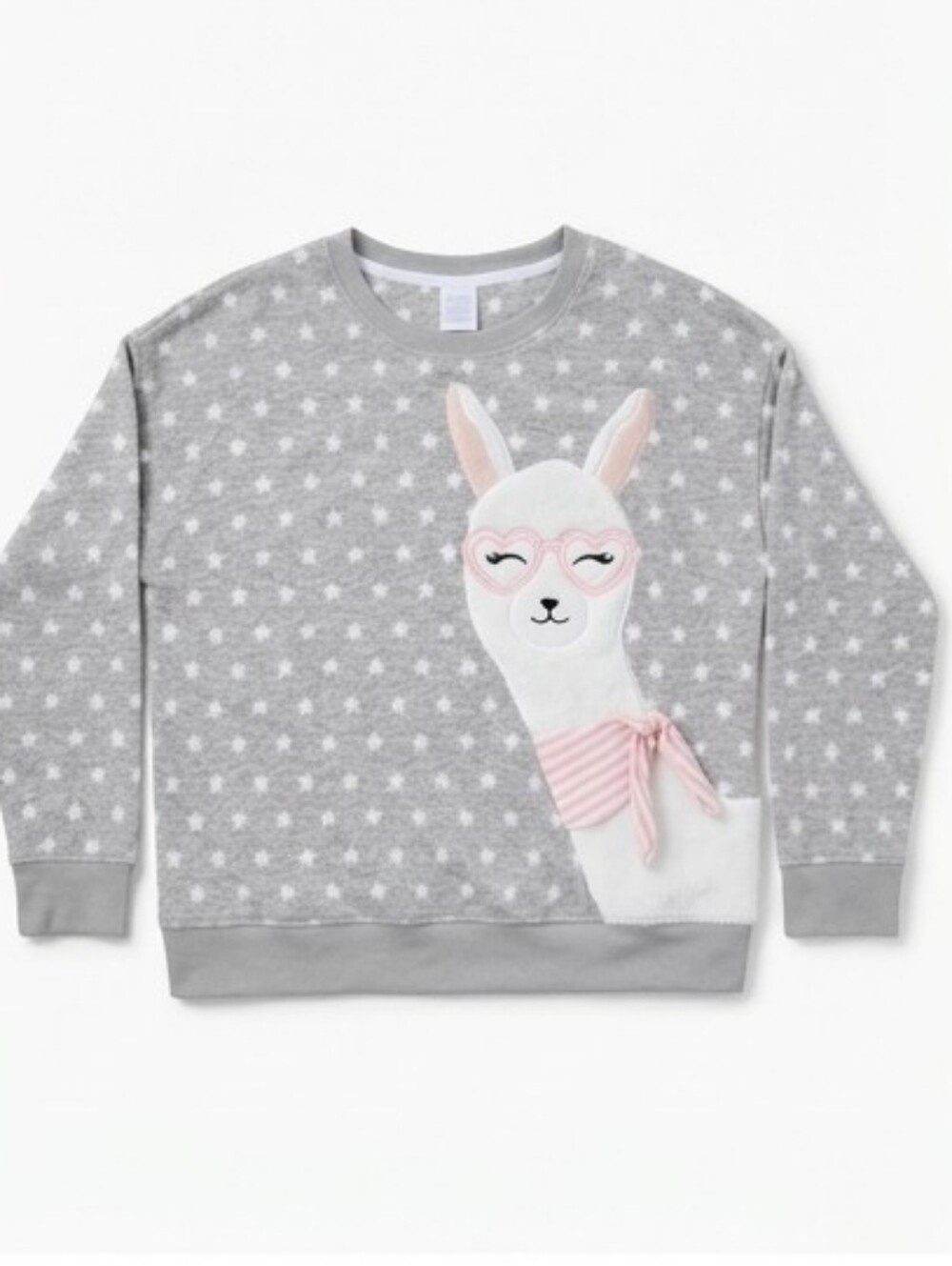 Secret Treasures Gray Star Llama Top with Pink Accents Size 12-14